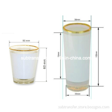 Sublimation Gold Rimed Shot Glass Mug 1.5oz/3oz